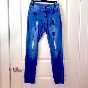 Nine Planet Distressed Medium Wash Long Skinny Denim Jeans 33 Waist,Preowned